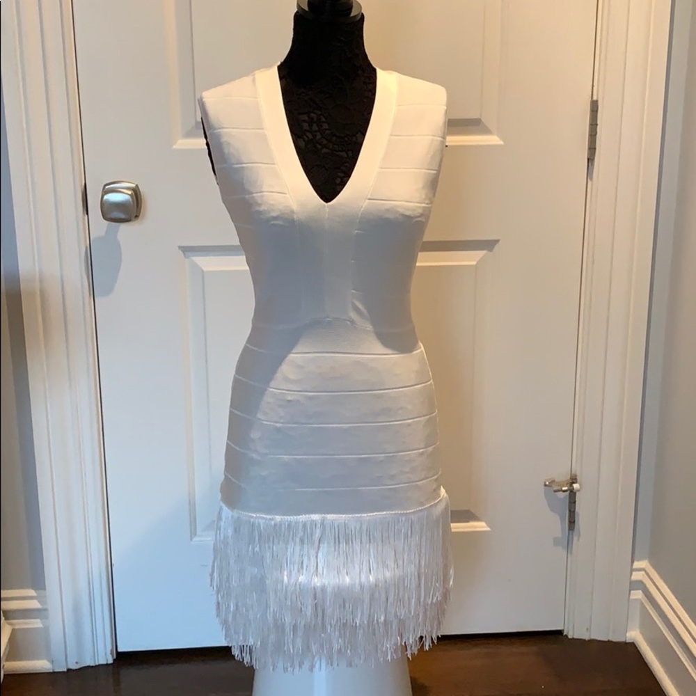 Venus white bandage fringe dress